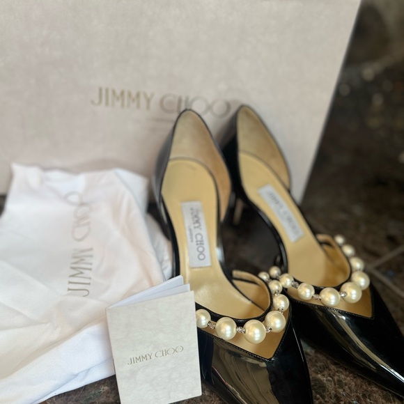 Jimmy Choo Black Heels with Pearl Accents - Picture 13 of 14